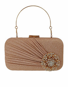 Boga Box Shaped Stylish Party Clutch with A Broach for Women (30506860)