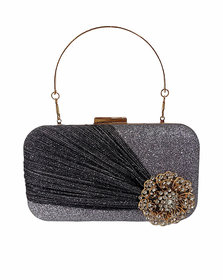 Boga Box Shaped Stylish Party Clutch with A Broach for Women (30506860)
