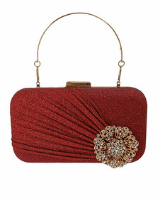 Boga Box Shaped Stylish Party Clutch with A Broach for Women (30506860)