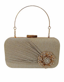 Boga Box Shaped Stylish Party Clutch with A Broach for Women (30506860)