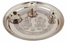 Pratibha's Stainless Steel Aarti Pooja Thali  Puja Thali for Aarti for Home Temple