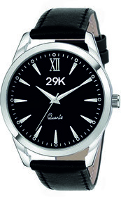 29K 9010 Round Black Dial Leather Strap Partywear/Formal/Casual Boys Smart Analog Watch For Men