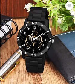 Islamic Design Round Numeric Dial Latest Fashion Attractive Black Silicon Strap Stylish Wrist Watch for Kids  Boys