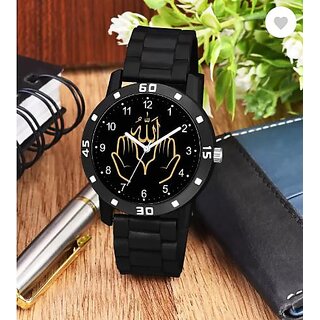 Islamic Design Round Numeric Dial Latest Fashion Attractive Black Silicon Strap Stylish Wrist Watch for Kids  Boys