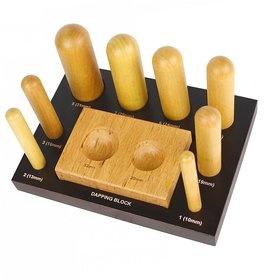 8 Piece Wooden Dapping Doming Punch Block Set - 10 MM to 31 MM For Metal Work Wood Forming Doming Jewelry Making