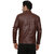 Lambency Men's Dark Tan Faux Leather Casual Jacket