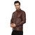 Lambency Men's Dark Tan Faux Leather Casual Jacket