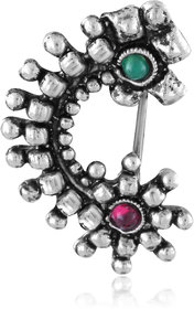 Vighnaharta Oxidised Gold with Artificial stone and beads Alloy Maharashtrian Nath Nathiya