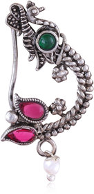 Vighnaharta Oxidised Gold with Artificial stone and beads and Pearls Alloy Maharashtrian Nath Nathiya