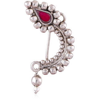 Vighnaharta Oxidised Gold with Artificial stone and beads Alloy Maharashtrian Nath Nathiya