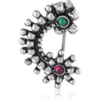 Vighnaharta Oxidised Gold with Artificial stone and beads Alloy Maharashtrian Nath Nathiya