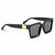 David Martin Unisex Black Retro Square Full Rim Sunglasses (Black frame, Black Lens)