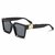 David Martin Unisex Black Retro Square Full Rim Sunglasses (Black frame, Black Lens)