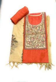 Designer suit with embroided neck and embroided dupatta