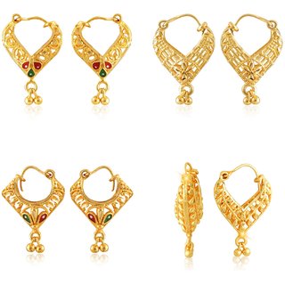 Vighnaharta Elegant Twinkling Beautiful Gold Plated Clip on Bucket,basket and Chand Bali earring Combo