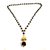 Raviour Lifestyle Rudraksha Black Beads Golden Cap Mala With goldan Coated Shiv Damaru Locket/Shiv shakti pendant