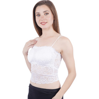 Women Net Strapless Bra with 2 transparent strap