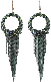 Green Chains Dangler Earrings for Girls Brass Material Made in India Earrings for Women's Fashion Jewellery for Party