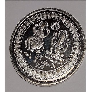 CEYLONMINE-10 Grams Laxmi Ganesh Pure Silver Plated Coin