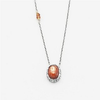 CEYLONMINE-Certified Natural 6.5 Ratti Sunstone Sunsitara Silver Plated Panchdhatu Pendant for Unisex
