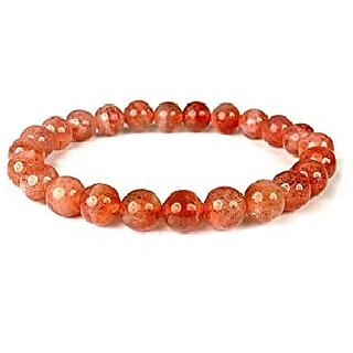 JAIPUR GEMSTONE-Natural Sunstone Bracelet Stone Beads Bracelet Round Shape (Color : Brown)