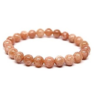 JAIPUR GEMSTONE-Sunstone Gemstone Beaded Bracelet Color Brown Lab Certificate Stone