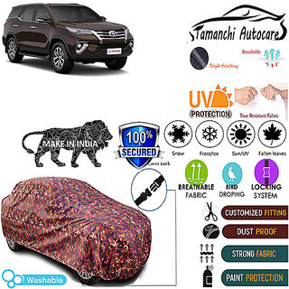 Tamanchi Autocare Cover Indoor Outdoor, All Weather Protection  coverwith Triple Stitched for Toyota Fortuner (Jungli)