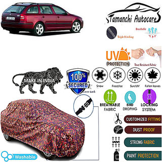 Tamanchi Autocare Cover Indoor Outdoor, All Weather Protection  coverwith Triple Stitched for Skoda Go+Octavia (Jungli)