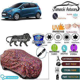 Tamanchi Autocare Cover Indoor Outdoor, All Weather Protection  coverwith Triple Stitched for Hyundai I10 T-1 (Jungli)
