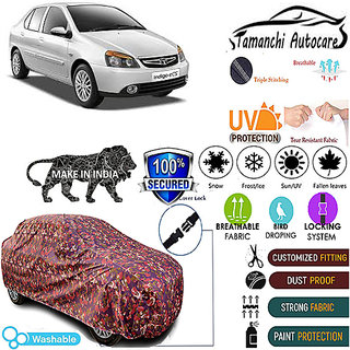 Tamanchi Autocare Cover Indoor Outdoor, All Weather Protection  coverwith Triple Stitched for Tata Indigo (Jungli)