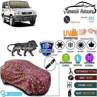 Tamanchi Autocare Cover Indoor Outdoor, All Weather Protection  coverwith Triple Stitched for Tata Sumo Victa (Jungli)