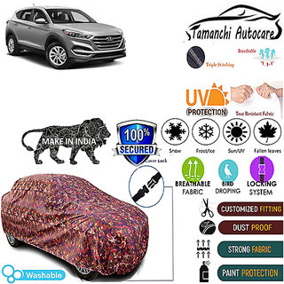 Tamanchi Autocare Cover Indoor Outdoor, All Weather Protection  coverwith Triple Stitched for Hyundai Tucson (Jungli)