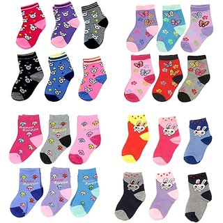 HF Roopsi (1-2 Years) Kids Cotton Multicolor Ankle Socks (Pack of 12 Pairs) for age(1-2 Years)