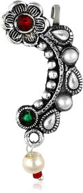 Oxidised Gold with Artificial stone and beads  with Peals Alloy Maharashtrian Nath Nathiya./ Nose Pin for women