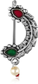 Oxidised Gold with Artificial stone and beads Mayur design Alloy Maharashtrian Nath Nathiya./ Nose Pin for women