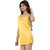 Nivcy Women Satin Nightwear Square Neck Yellow (Small)