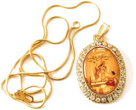 Shatru Vinashak Maa Baglamukhi Gold Plated Locket With Golden Chain