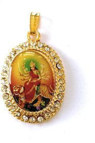 24 ct Gold Plated Shera Wali Maa Locket With Golden Chain