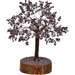 KESAR ZEMS Natural Amethyst  Purple Colour Crystal Stone Chip Vastu Tree 13.5 Inches For Wealth, Success  Prosperity/ H