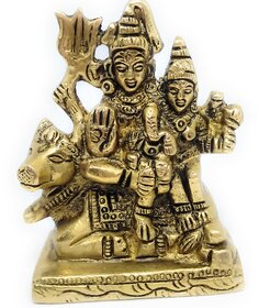 Ashtadhatu Shiv Parvati With Ganesh Ji Idol In Small Size For Home Temple Pooja Peaceful Family Life