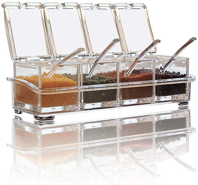 Buy K Kudos Seasoning Acrylic Box Pepper Salt Spice Rack Plastic 4 Box ...