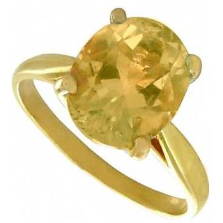 CEYLONMINE-Citrine Sunehla 5.75 Ratti Gold Plated Adjustable Ring for Men and Women