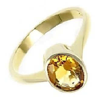 CEYLONMINE-5.25 Carat Citrine Natural Precious Gemstone Citrine Gold Plated Adjustable Ring