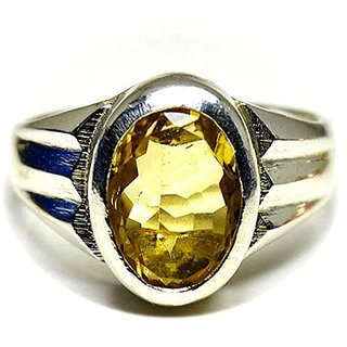 CEYLONMINE-Natural Gemstone Citrine Silver Plated Ring Adjustable Ring for Unisex