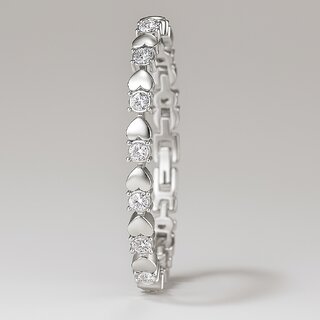 Heart Shaped Silver Plated American Diamond Metal Bracelet For Women