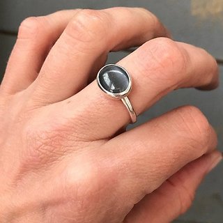 CEYLONMINE-5.20 Carat Natural Black Cat's Eye Gemstone Panchdhatu Gold Plated Adjustable Ring for Unisex