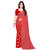 Shopkio Women's Pure Georgette Strips Printed Red Colour Saree with Blouse Piece
