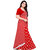 Shopkio Women's Pure Georgette Strips Printed Red Colour Saree with Blouse Piece