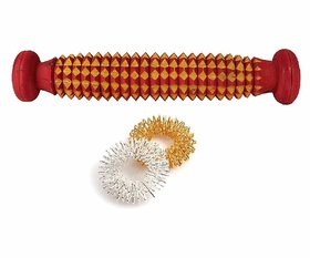 K Kudos Acupressure Foot Roller and Total Health Massager with 2 Sujok Ring for Pain Relief