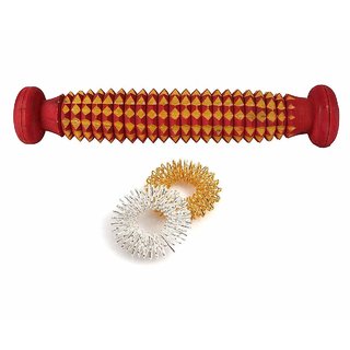 K Kudos Acupressure Foot Roller and Total Health Massager with 2 Sujok Ring for Pain Relief